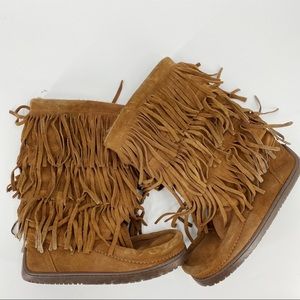 Manitoba mukluk suede moccasins with fringe